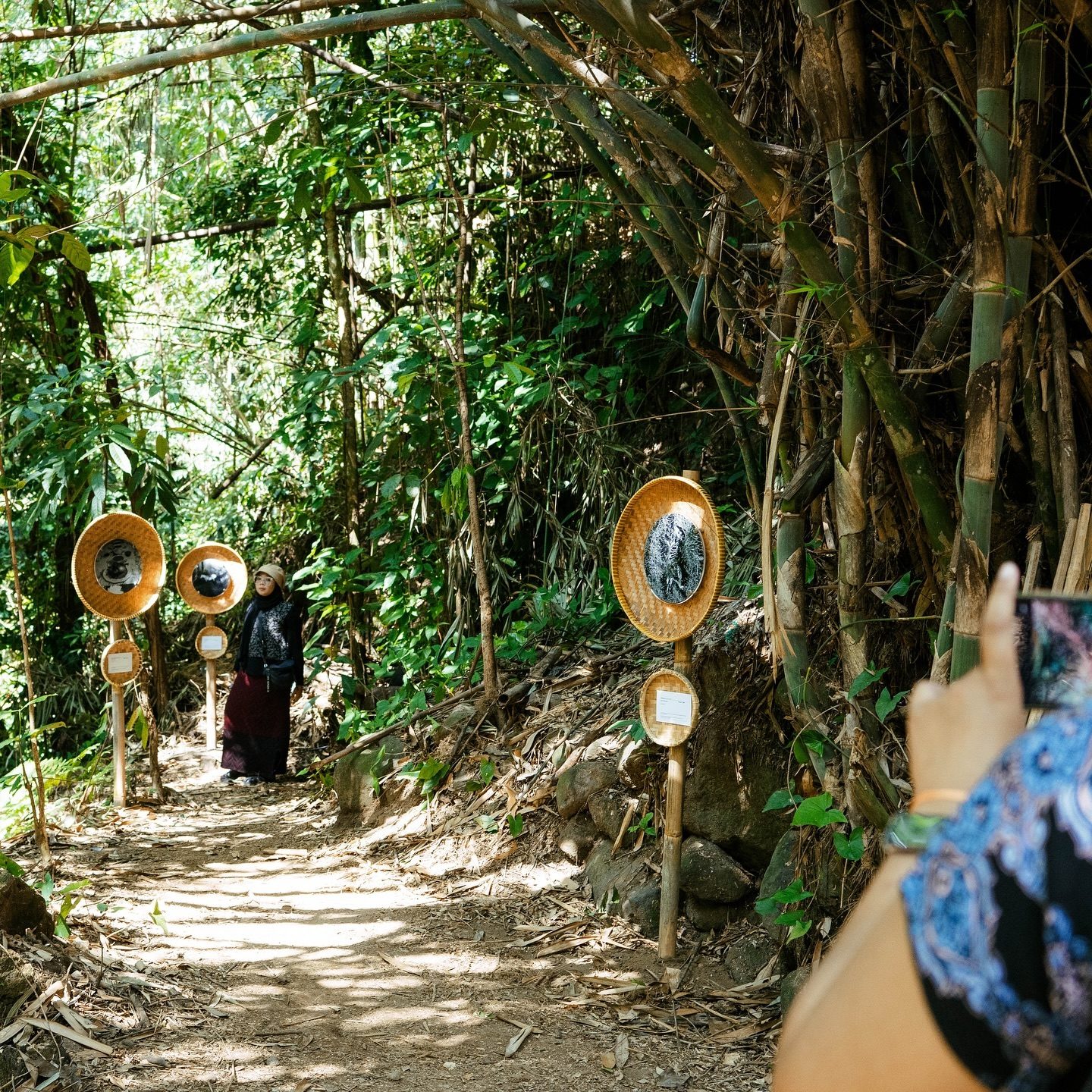 The forest path into the exhibition at Omah Lor Project, Pakem
