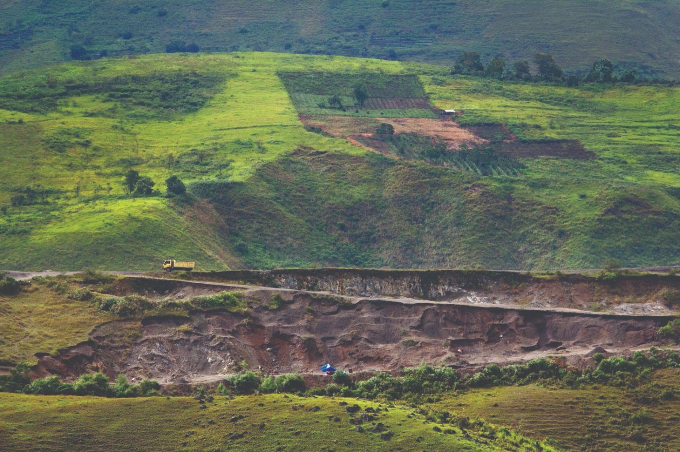 Terraced hillsides above the lake at Limbong Sagala, Samosir