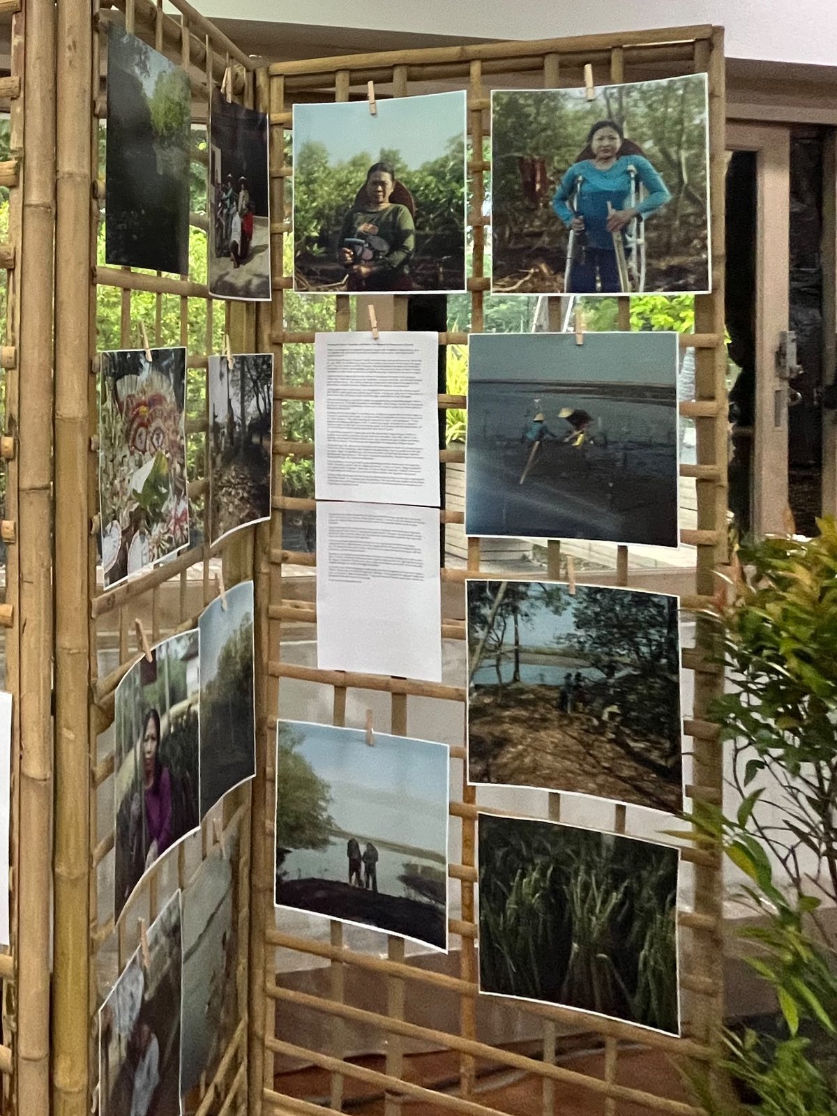 The photo essay hung on bamboo screens at Glass House, Lumpini Park, Bangkok